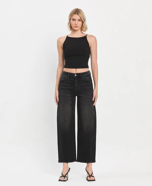 The Ella Black Super High Rise Barrel Jeans