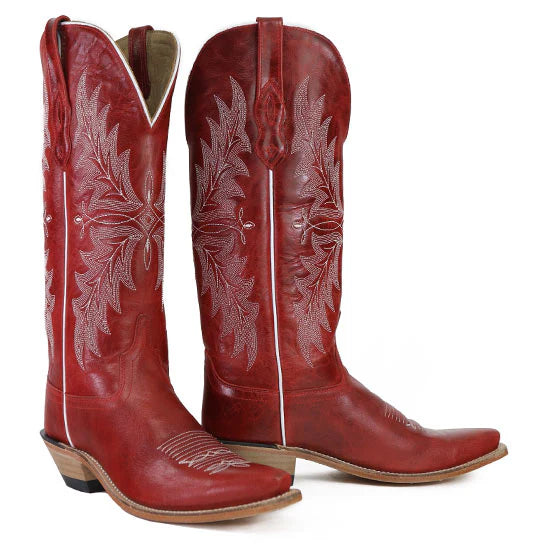 Old West | Women's Tall Snip Toe Western Boots - Red