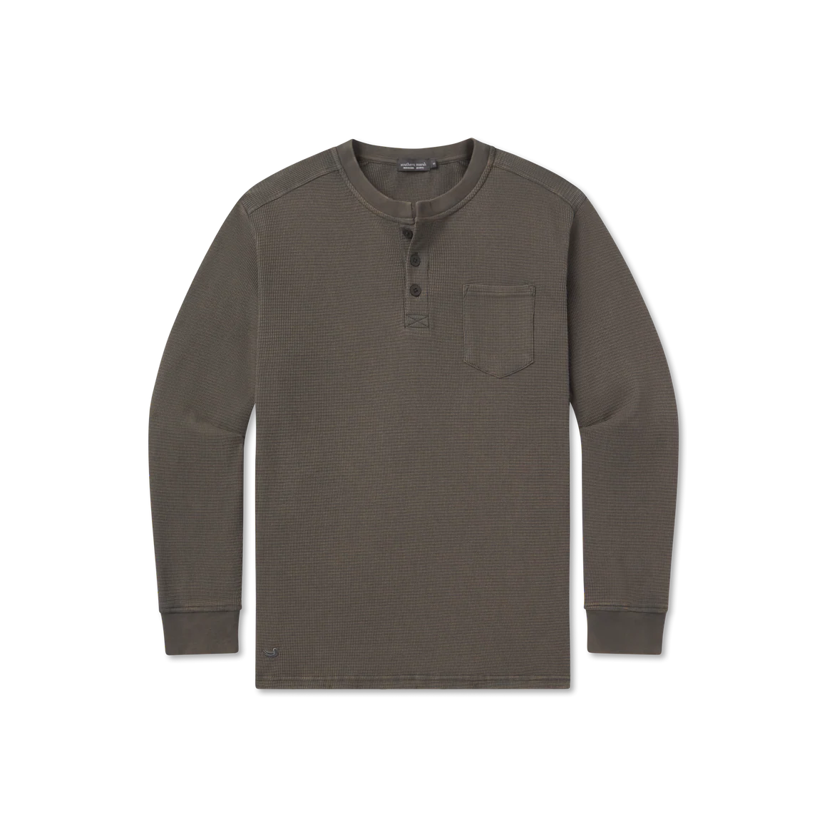 Southern Marsh SEAWASH™ Vintage Waffle Henley T-Shirt in Charcoal Grey