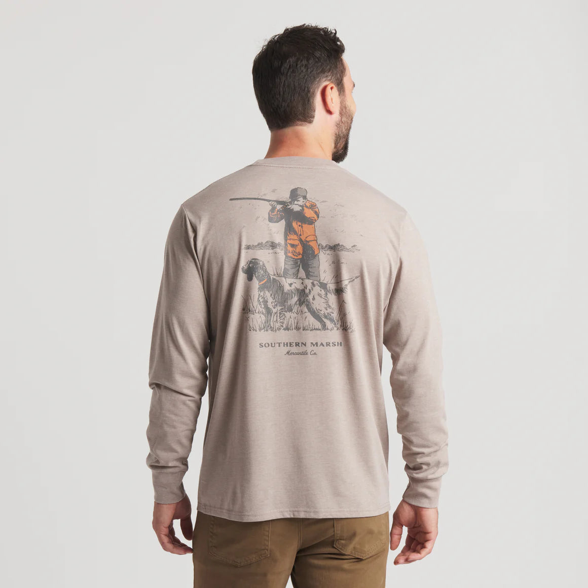Southern Marsh Undaunting Focus Seawash Long Sleeve T-Shirt in Burnt Taupe