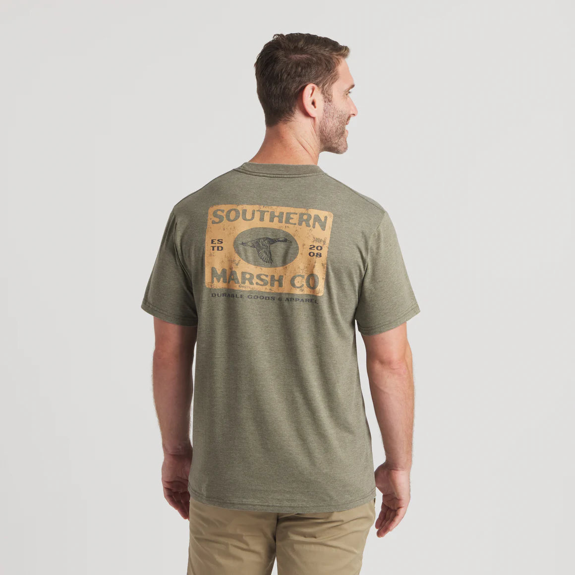 Men's Southern Marsh SEAWASH Mallard Sighting T-Shirt in Dark Olive