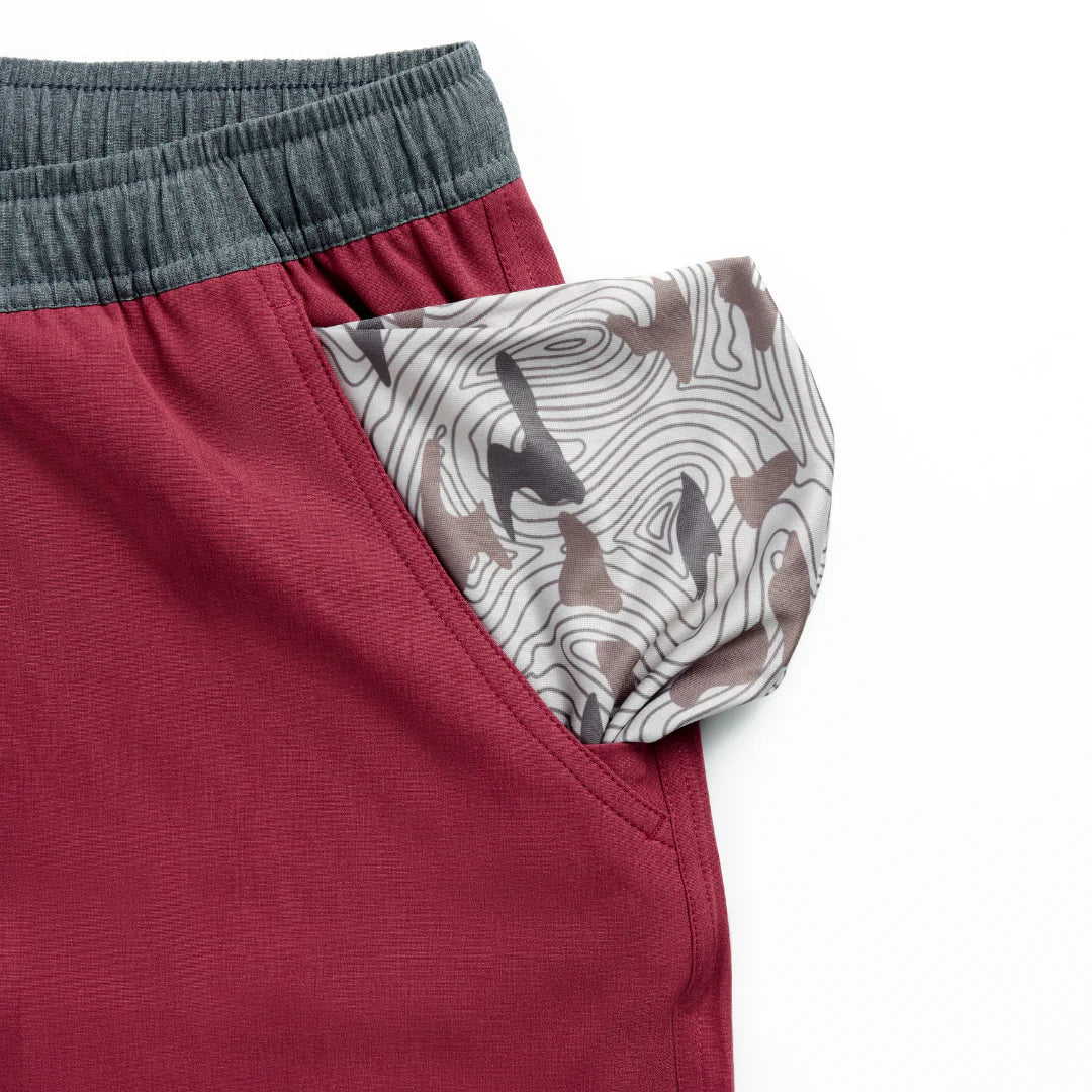 Burlebo Toddler & Youth Athletic Short - Cardinal - Topo Desert Camo Liner