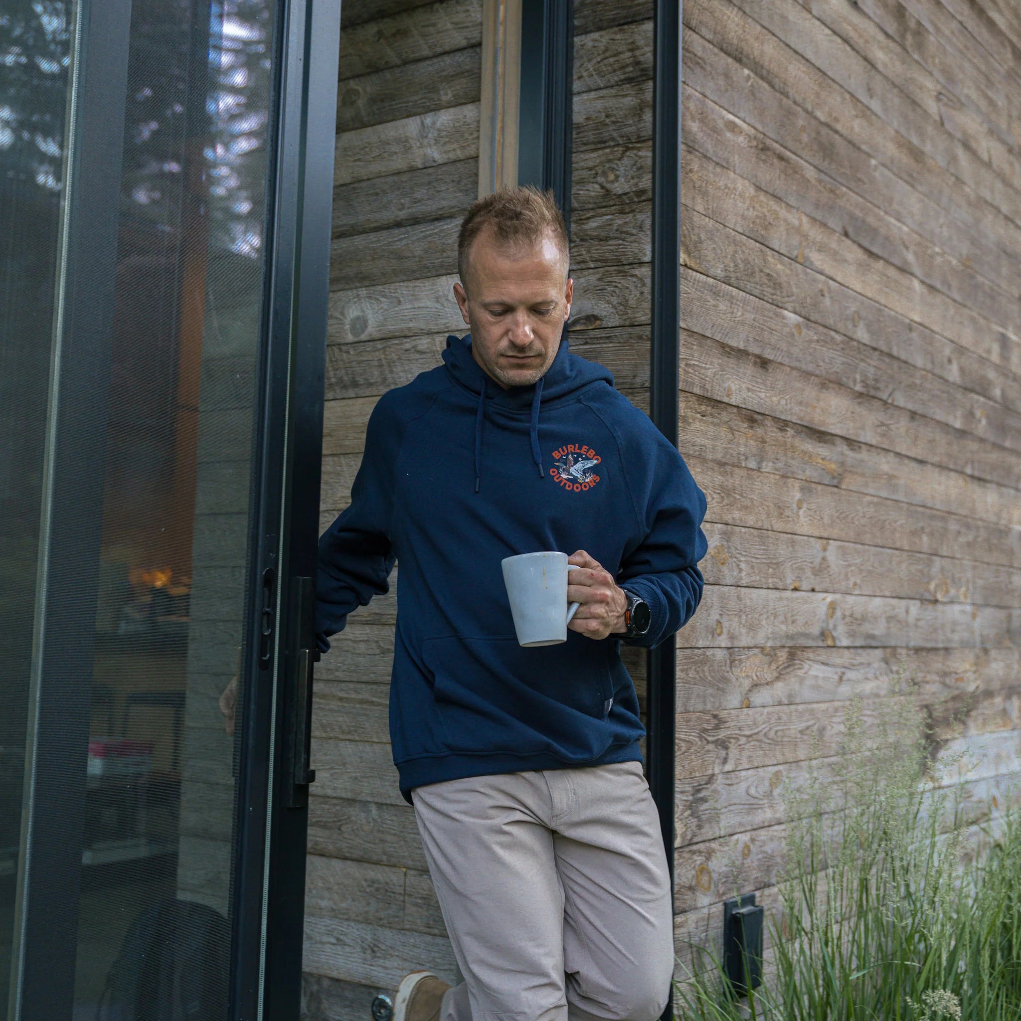 Men's Burlebo Fleece Hoodie - Old School Duck Hunt - Navy