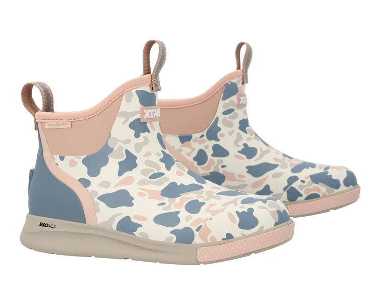 Women's Xtratuf Sport Ankle Deck Boot in Ivory Duck Camo