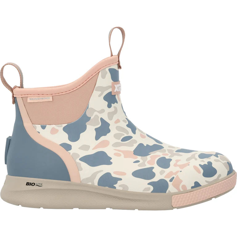 Women's Xtratuf Sport Ankle Deck Boot in Ivory Duck Camo