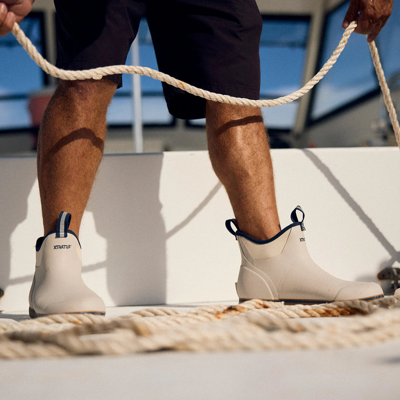 Men's Xtratuf Ankle Deck Boot in White/Navy