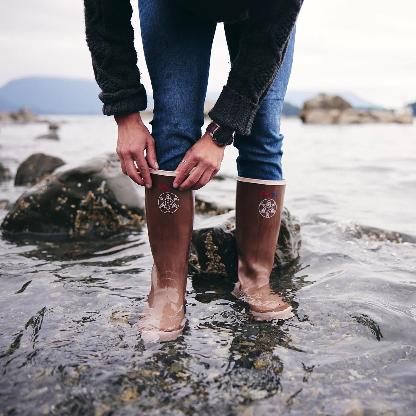 Women Xtratuf Salmon Sisters 15" Legacy Boot in Halibut Print