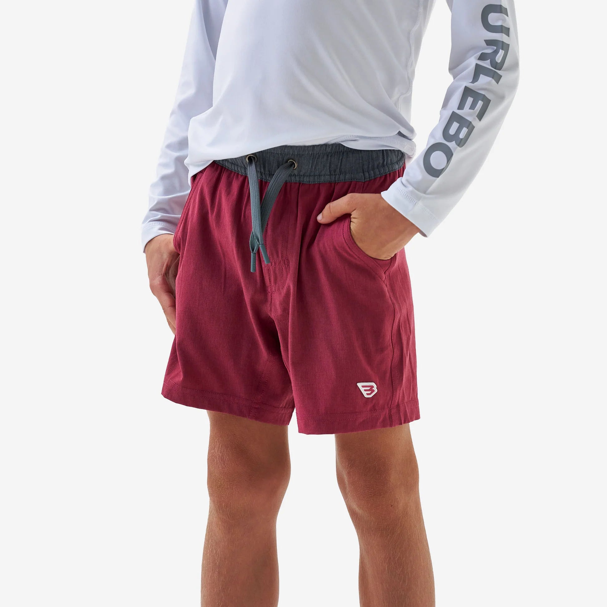 Burlebo Toddler & Youth Athletic Short - Cardinal - Topo Desert Camo Liner
