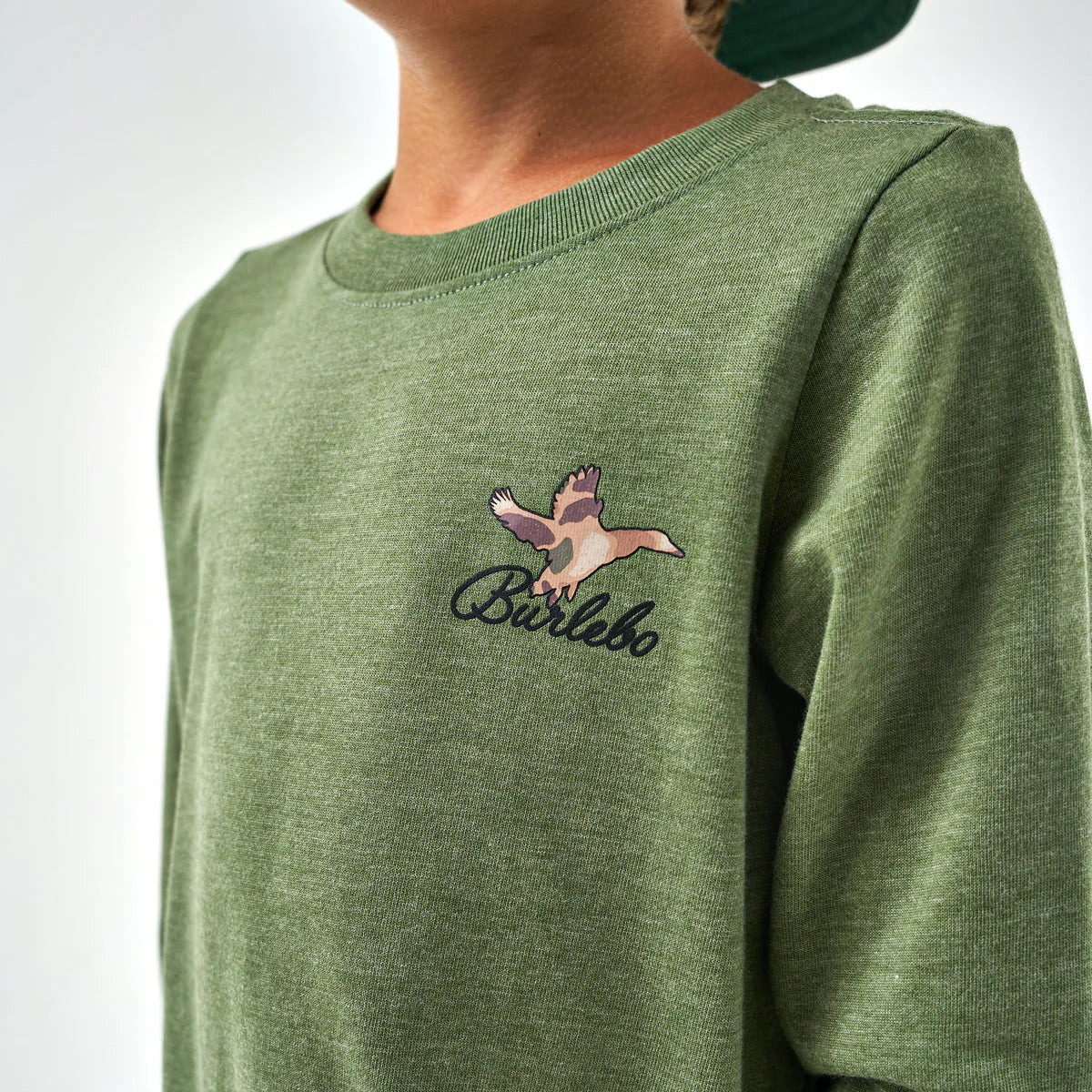 Youth Burlebo Ducks Flying In Long Sleeve T-Shirt - Heather Olive