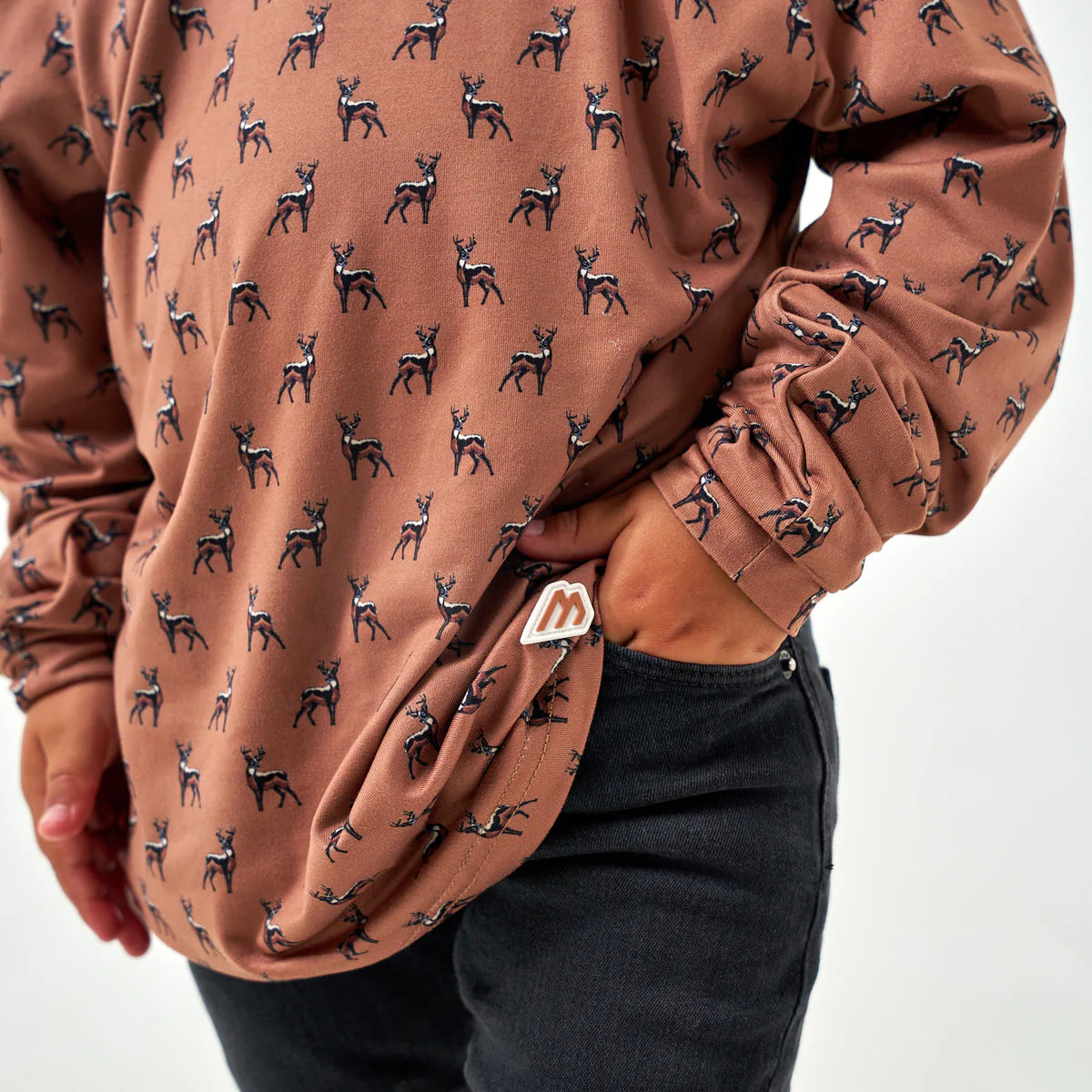 Youth Burlebo Performance Hoodie - Whitetail Deer - Brown