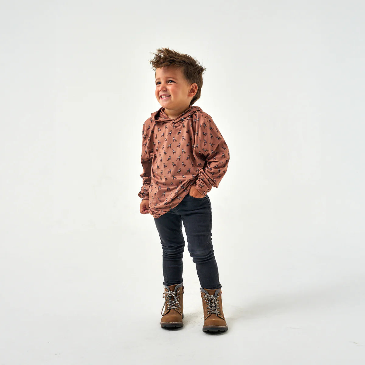 Youth Burlebo Performance Hoodie - Whitetail Deer - Brown