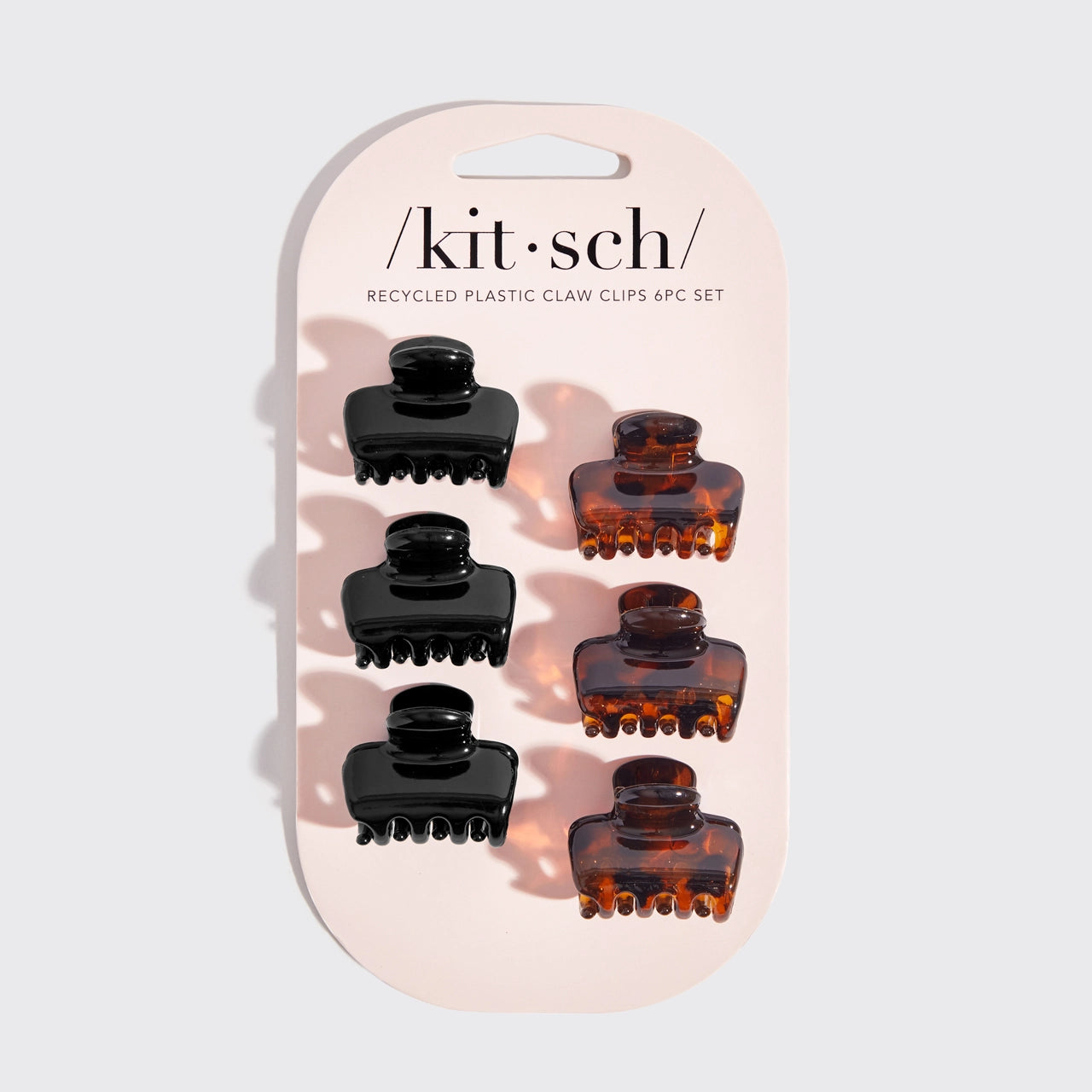 Kitsch Recycled Plastic Mini Puffy Claw Clips 6pc Set - Black/Tort
