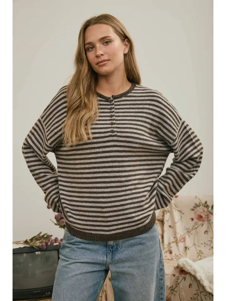 Warm Welcome Knit Top in Brown