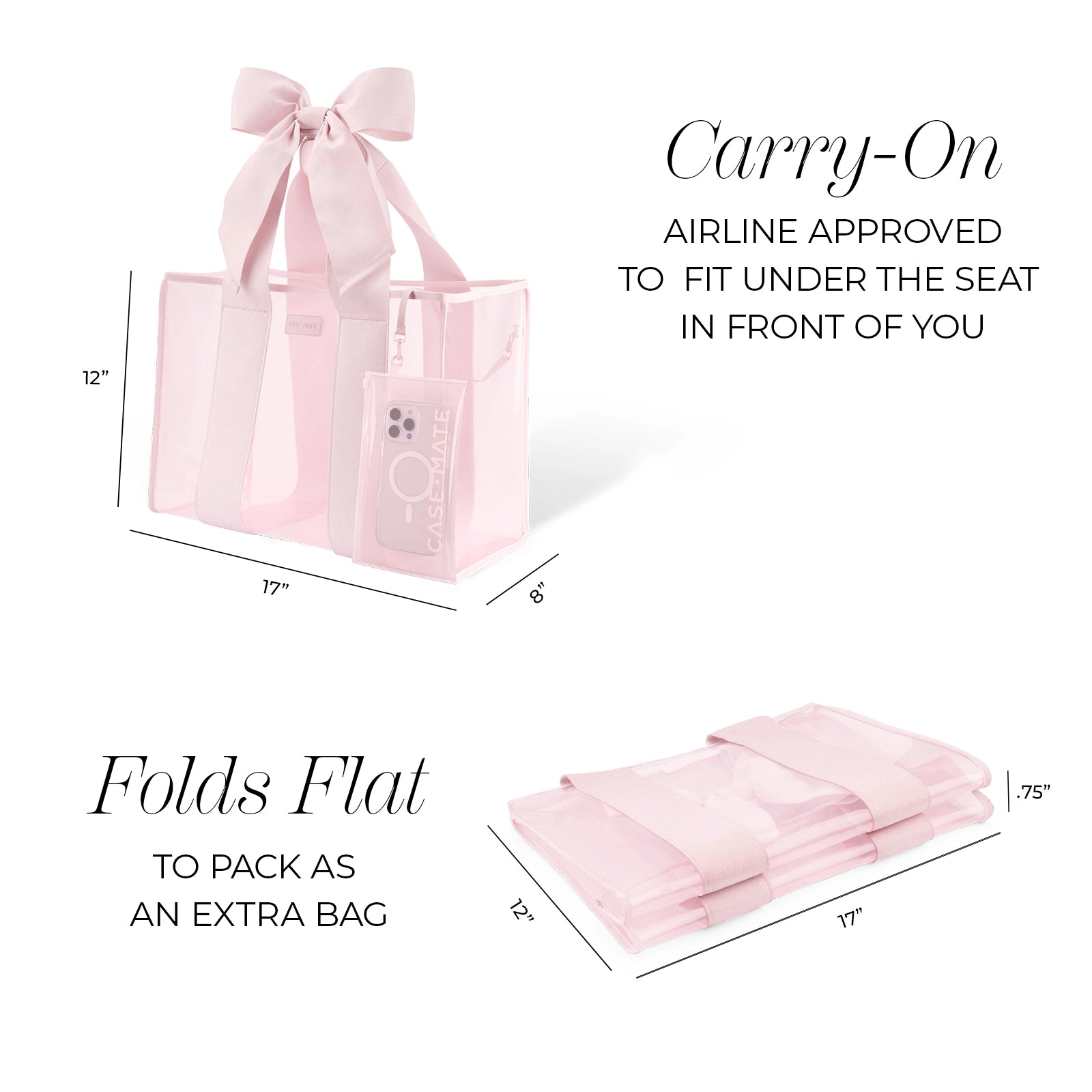 Case-Mate Bow Jelly Tote Bag - Ballet Pink