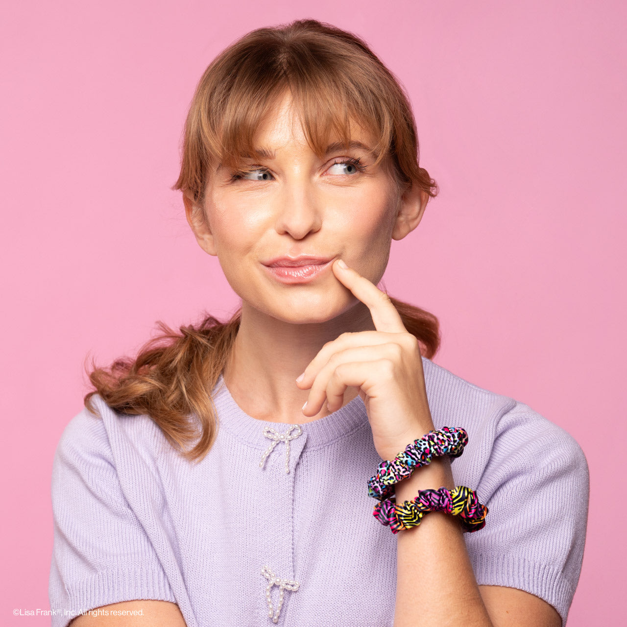 Lisa Frank X Kitsch Ruched Satin Scrunchies - Rainbow Leopard