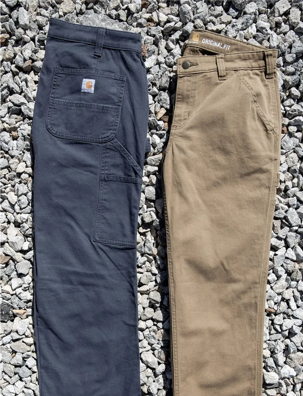 Pantalones de trabajo de lona de ajuste relajado Carhartt Rugged Flex en color caqui oscuro para hombre