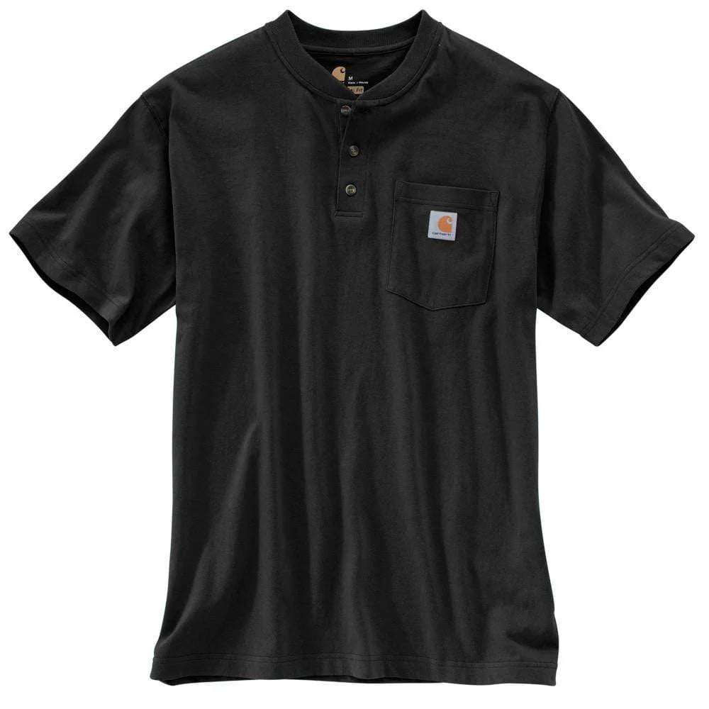 Carhartt Loose Fit Heavyweight Short-Sleeve Pocket Henley T-Shirt in Black