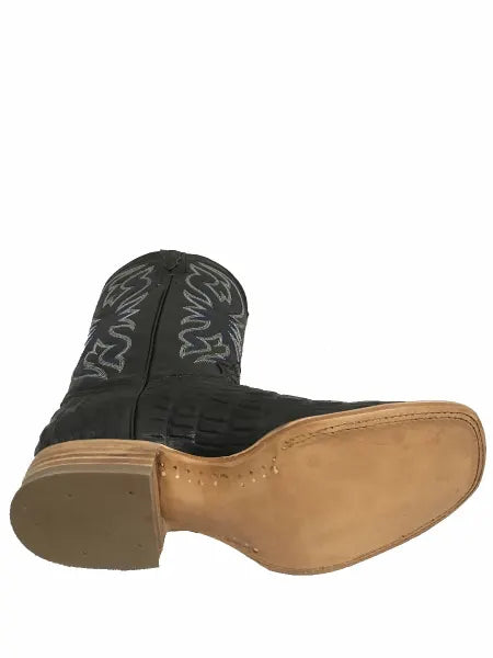 Men's Cowtown Black Alligator Print Square Toe Boot