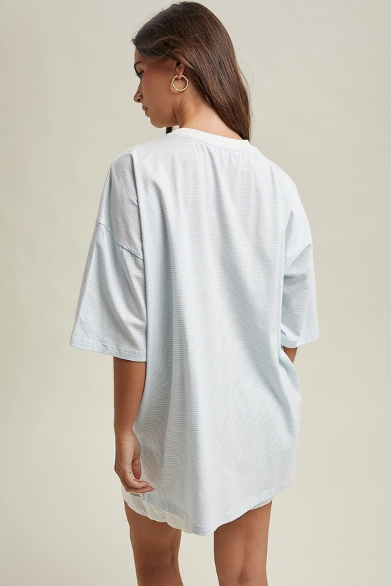 Summer Sky Oversized Stripe Tee