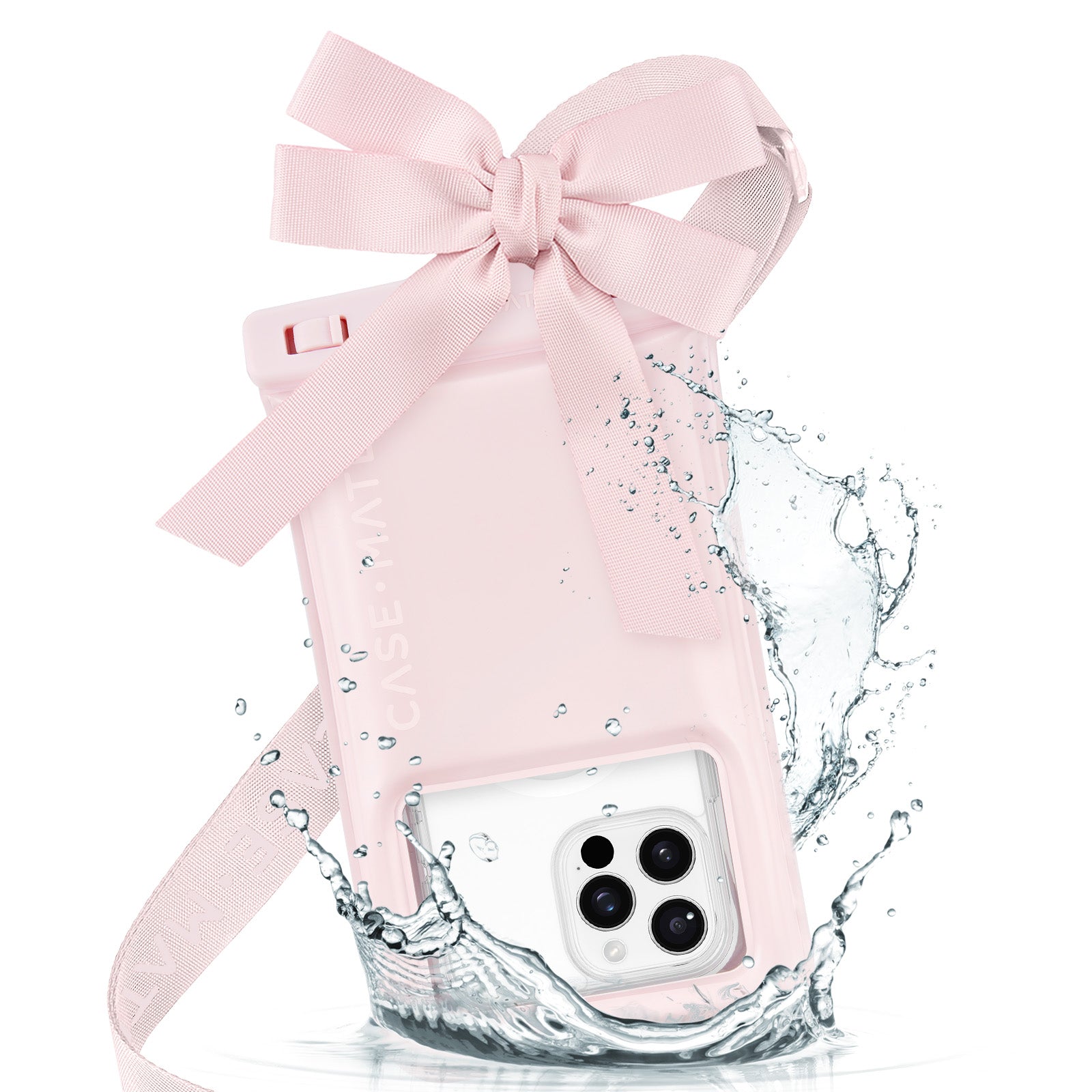 Waterproof Floating Phone Pouch - Ballet Pink Bow