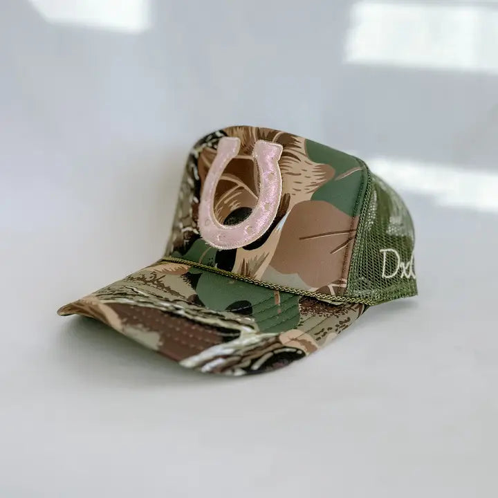 Camo Velvet Horseshoe Trucker Hat