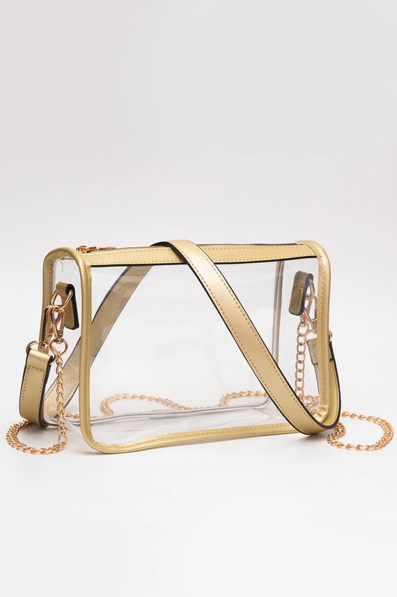 Clear Stadium Bag in Gold