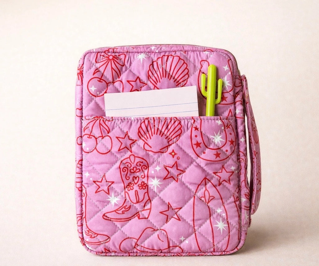 Quilted Bible Cover/Bible Case | Pink Western