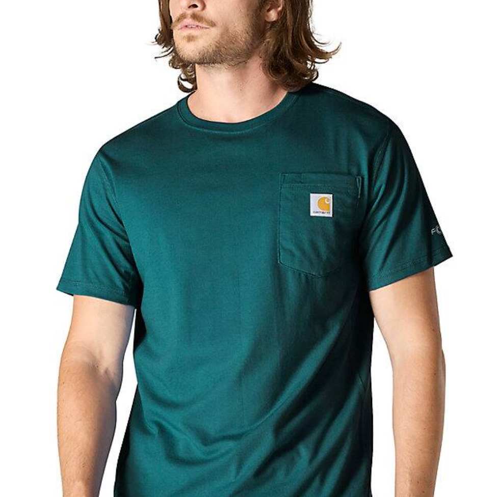 Carhartt Force Relaxed Fit Short-Sleeve Pocket T-Shirt in Greenstone