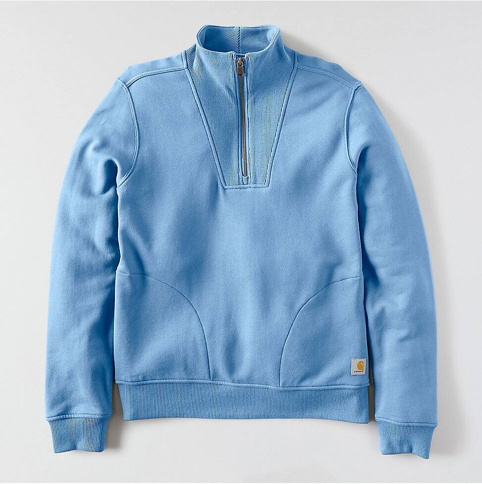 Carhartt | Women's Tencel Relaxed Fit Half Zip Sweatshirt in Workwear Blue