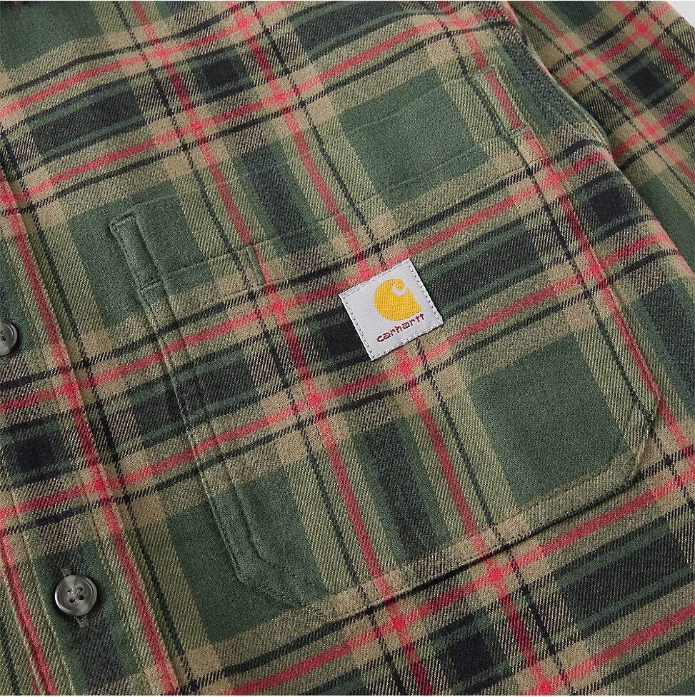 Carhartt Men's Hamilton Relaxed Plaid Shirt in Green/Amber
