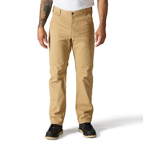 Pantalones de trabajo de lona de ajuste relajado Carhartt Rugged Flex en color caqui oscuro para hombre