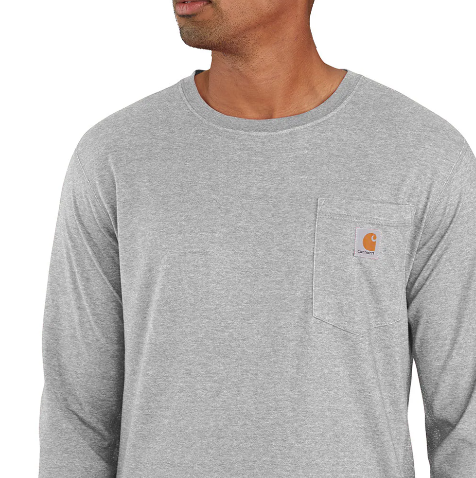 Carhartt Force® Relaxed Fit Long-Sleeve Pocket T-Shirt in Heather Grey