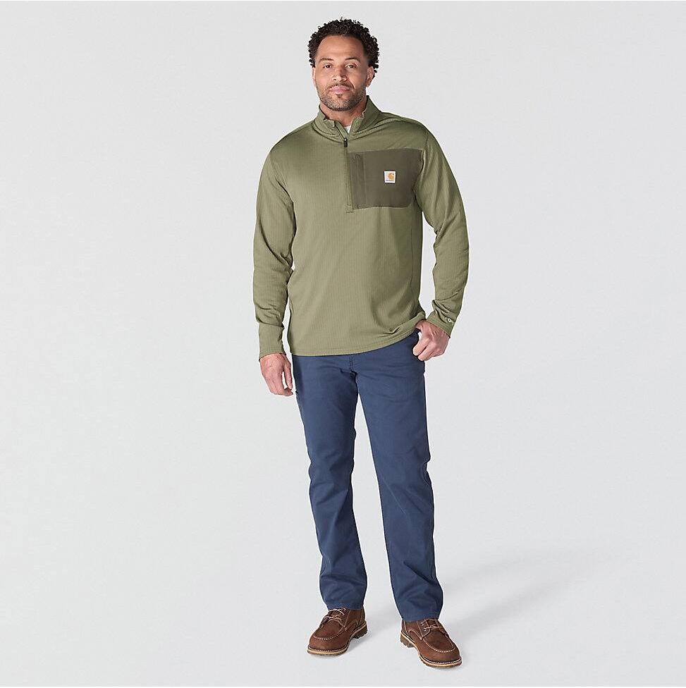 Carhartt Men's Force Ironwood Relaxed 1/2-Zip Pullover in Dusty Olive