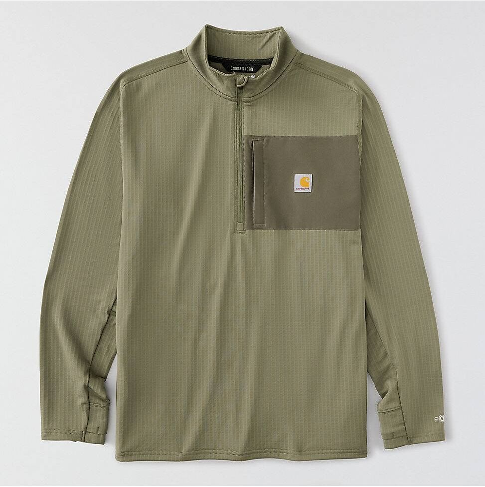 Carhartt Men's Force Ironwood Relaxed 1/2-Zip Pullover in Dusty Olive
