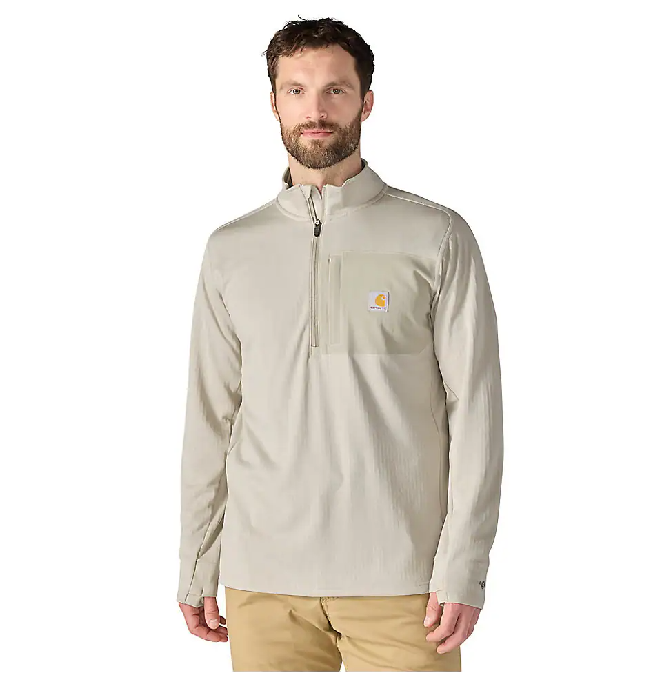 Carhartt Men's Force Ironwood Relaxed 1/2-Zip Pullover in Cobblestone