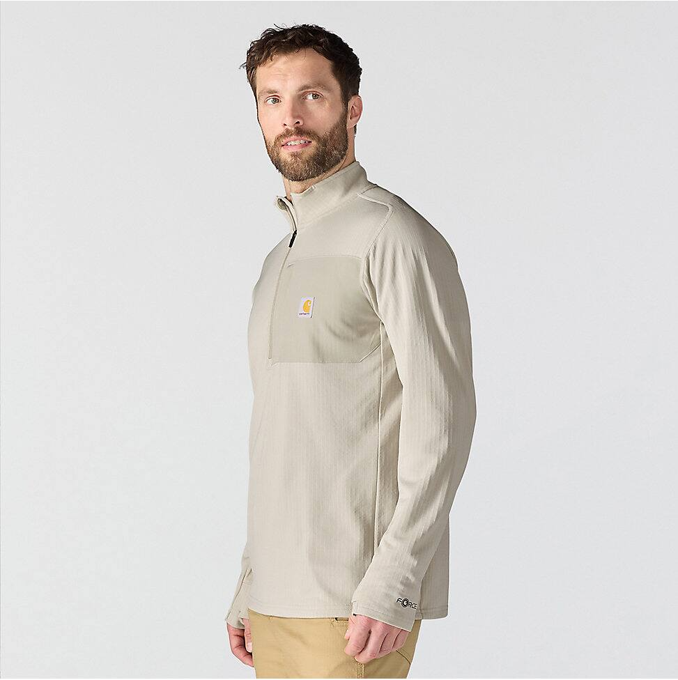 Carhartt Men's Force Ironwood Relaxed 1/2-Zip Pullover in Cobblestone