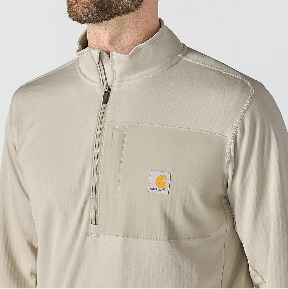 Carhartt Men's Force Ironwood Relaxed 1/2-Zip Pullover in Cobblestone