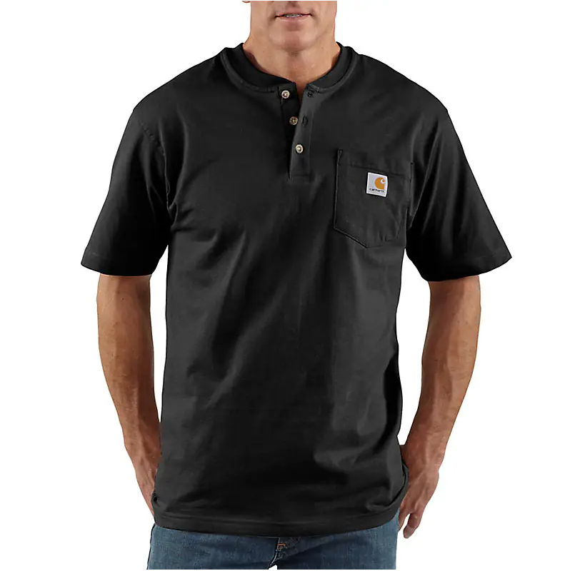 Carhartt Loose Fit Heavyweight Short-Sleeve Pocket Henley T-Shirt in Black