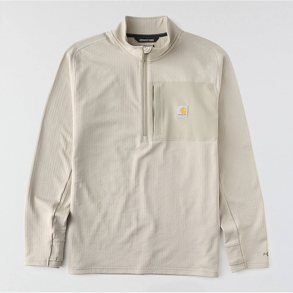 Carhartt Men's Force Ironwood Relaxed 1/2-Zip Pullover in Cobblestone