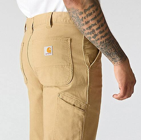Pantalones de trabajo de lona de ajuste relajado Carhartt Rugged Flex en color caqui oscuro para hombre