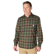 Carhartt Men's Hamilton Relaxed Plaid Shirt in Green/Amber
