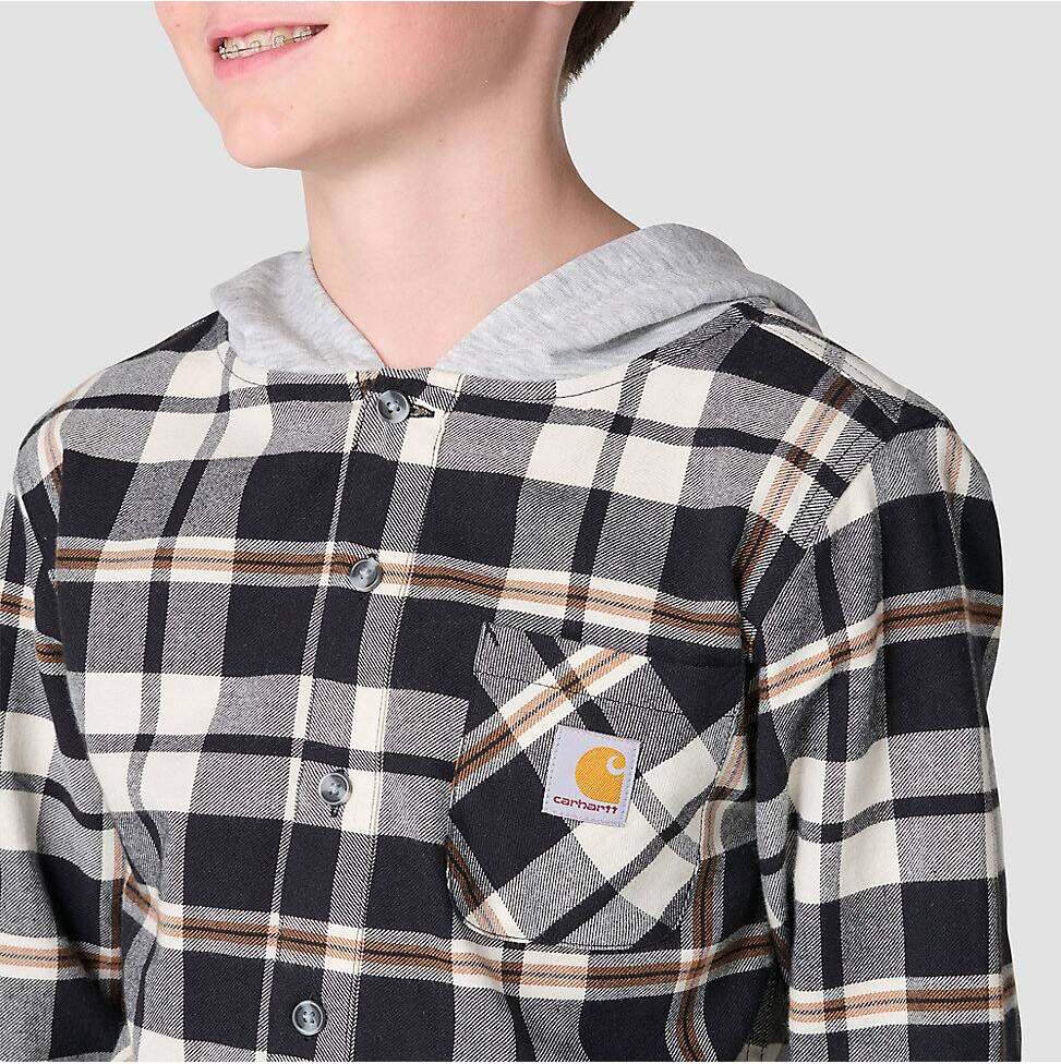 Carhartt Kid's Flannel Button-Front Hooded Shirt
