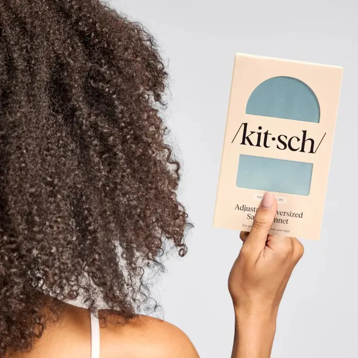 Kitsch Adjustable Oversized Satin Bonnet- Haze Blue