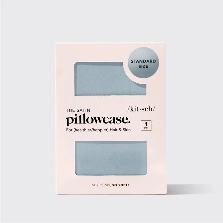 Kitsch Standard Satin Pillowcase - Haze Blue