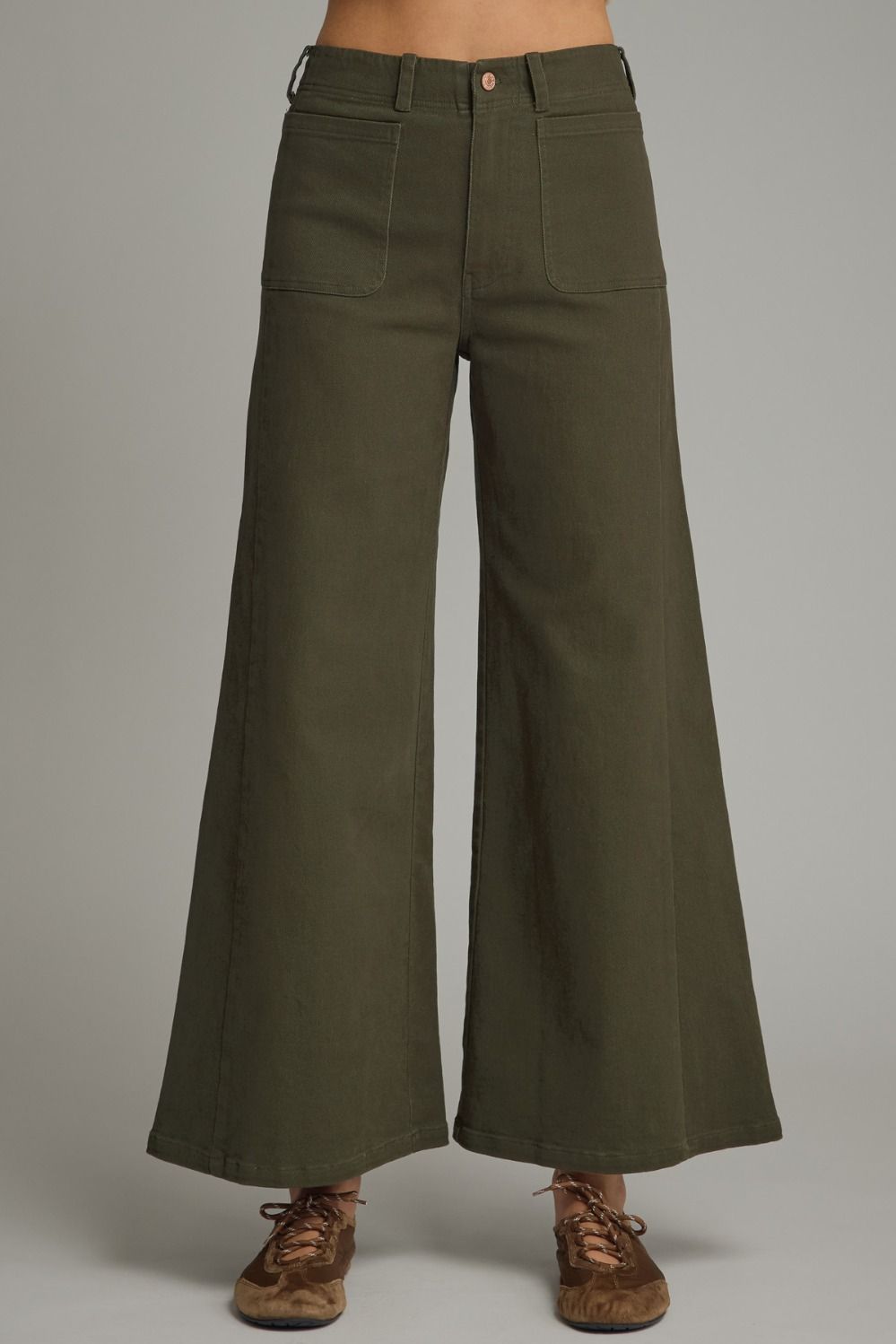 The Annie Wide Leg Pants in Olive Green