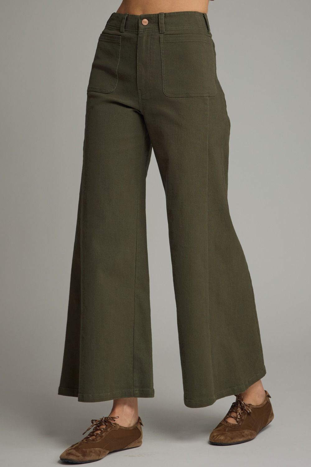 The Annie Wide Leg Pants in Olive Green