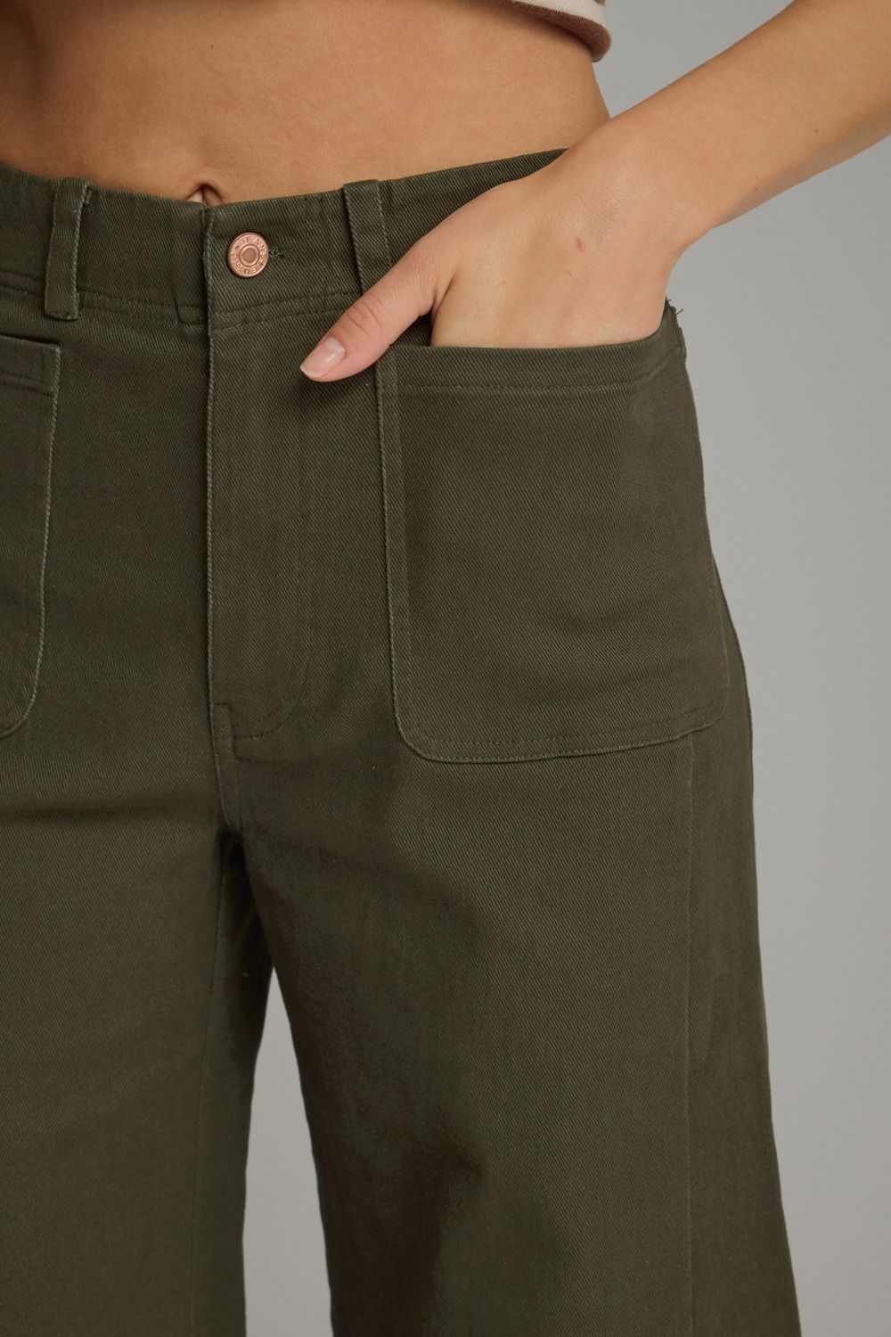The Annie Wide Leg Pants in Olive Green