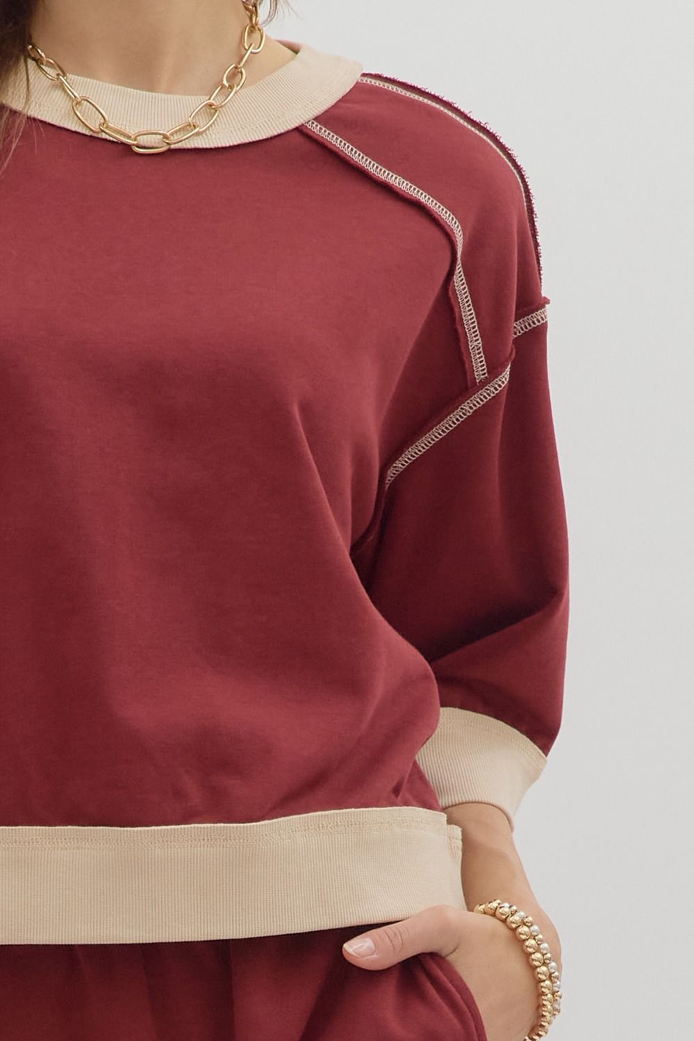 Casual Charm Top in Burgundy