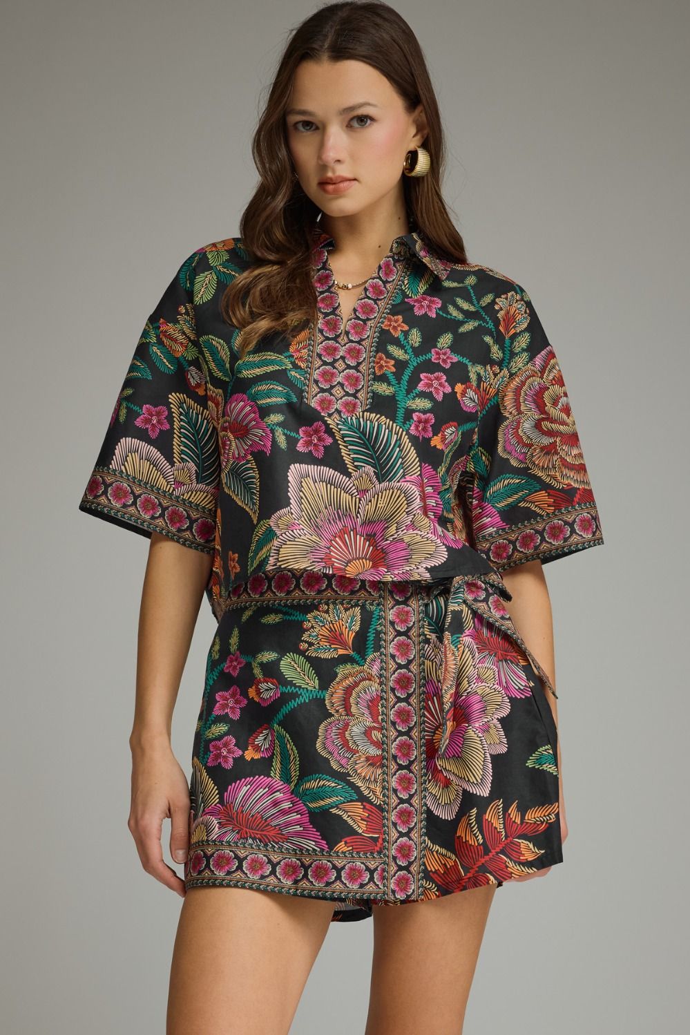 Midnight Bloom Printed Skort