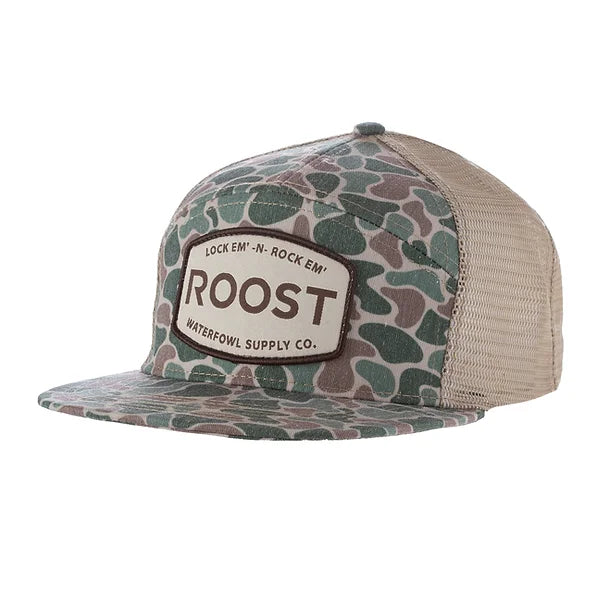 Roost Camo 7 Panel Woven Logo Patch Cap